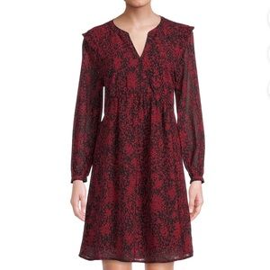 Beachlunchlounge Kelsea Babydoll Mini Dress Red Long Sleeve Dress Plus Size XXL